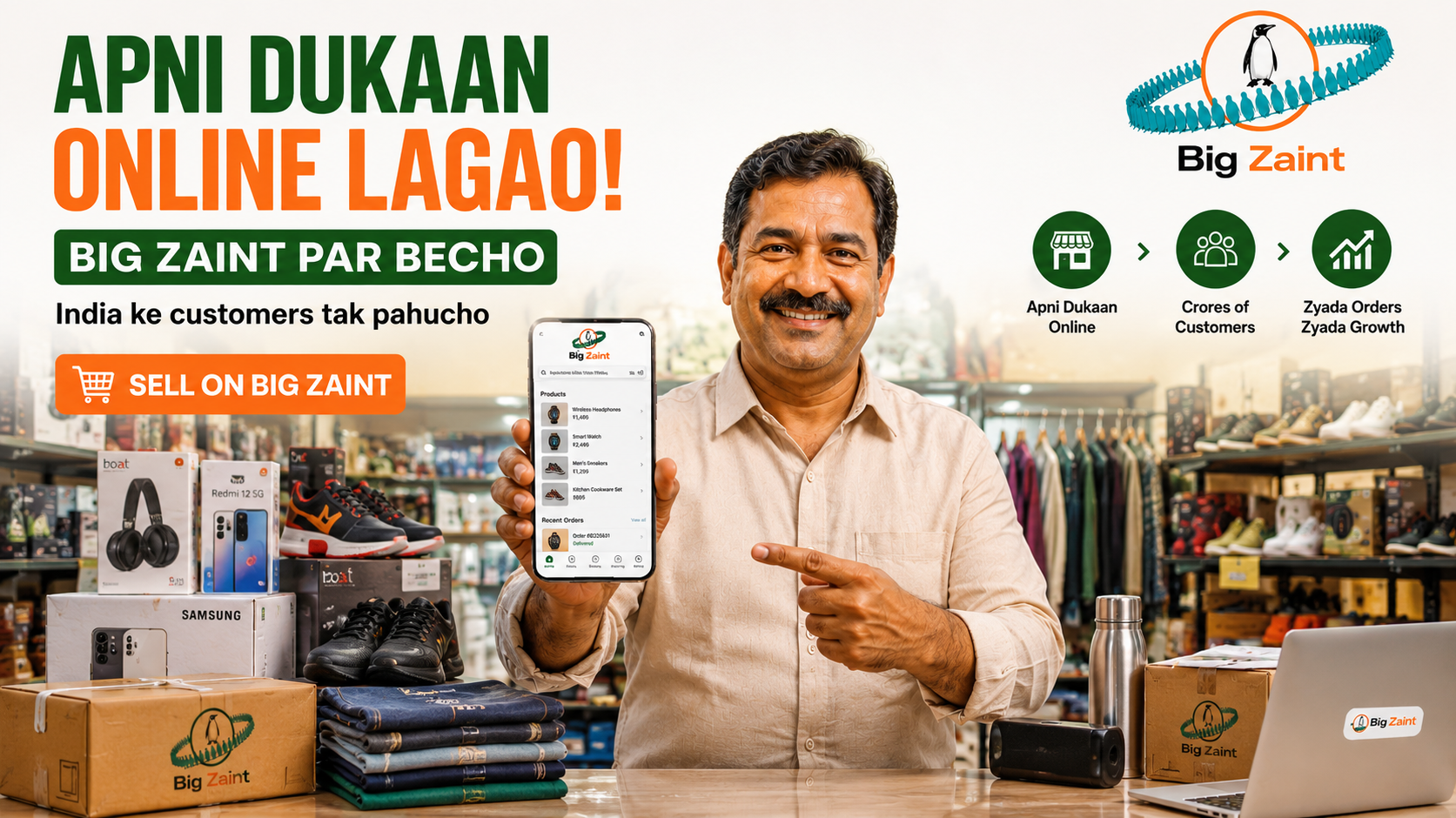 BigZaint seller promotion - Apni dukaan online lagao, Big Zaint par becho